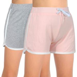 imageGORLYA 2 Pack Girls Active Wear Play up Workout Gym Athletic Sport Running Casual Dolphin ShortsGraypink