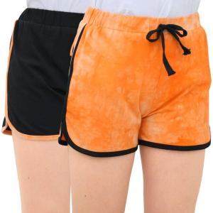 imageGORLYA 2 Pack Girls Active Wear Play up Workout Gym Athletic Sport Running Casual Dolphin ShortsOrange Tiedye