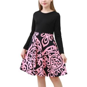 imageGORLYA Girls Short Sleeve Floral Print Casual Fit and Flare Party Dress with Pockets 412 YearsPpink Print  Long Sleeve