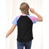 imageGORLYA 3 Pack Girls Contrast Patchwork Raglan Sleeve T Shirt Basic Long Sleeve Casual Tee Tops Multipacks for 816YBlue Tiedyegreengray 3 Pack  Short Sleeve