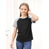 imageGORLYA 3 Pack Girls Contrast Patchwork Raglan Sleeve T Shirt Basic Long Sleeve Casual Tee Tops Multipacks for 816YBlue Tiedyegreengray 3 Pack  Short Sleeve