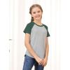 imageGORLYA 3 Pack Girls Contrast Patchwork Raglan Sleeve T Shirt Basic Long Sleeve Casual Tee Tops Multipacks for 816YBlue Tiedyegreengray 3 Pack  Short Sleeve