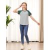 imageGORLYA 3 Pack Girls Contrast Patchwork Raglan Sleeve T Shirt Basic Long Sleeve Casual Tee Tops Multipacks for 816YBlue Tiedyegreengray 3 Pack  Short Sleeve