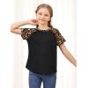 imageGORLYA 3 Pack Girls Contrast Patchwork Raglan Sleeve T Shirt Basic Long Sleeve Casual Tee Tops Multipacks for 816YLeopardblackwine Red 3 Pack  Short Sleeve