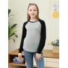 imageGORLYA 3 Pack Girls Contrast Patchwork Raglan Sleeve T Shirt Basic Long Sleeve Casual Tee Tops Multipacks for 816YLeopardblackwine Red 3 Pack