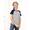 imageGORLYA 3 Pack Girls Contrast Patchwork Raglan Sleeve T Shirt Basic Long Sleeve Casual Tee Tops Multipacks for 816YPurple Plaidpinknavy 3 Pack  Short Sleeve