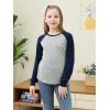 imageGORLYA 3 Pack Girls Contrast Patchwork Raglan Sleeve T Shirt Basic Long Sleeve Casual Tee Tops Multipacks for 816YPurple Plaidpinknavy 3 Pack