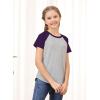 imageGORLYA 3 Pack Girls Contrast Patchwork Raglan Sleeve T Shirt Basic Long Sleeve Casual Tee Tops Multipacks for 816YRed Plaidlight Bluepurple 3 Pack  Short Sleeve