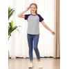 imageGORLYA 3 Pack Girls Contrast Patchwork Raglan Sleeve T Shirt Basic Long Sleeve Casual Tee Tops Multipacks for 816YRed Plaidlight Bluepurple 3 Pack  Short Sleeve