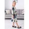 imageGORLYA Girls 34 Sleeve Casual Scalloped Edge Aline Belted Dress with Pockets for 414T KidsBeige Print