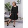 imageGORLYA Girls 34 Sleeve Casual Scalloped Edge Aline Belted Dress with Pockets for 414T KidsBlack