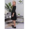 imageGORLYA Girls 34 Sleeve Casual Scalloped Edge Aline Belted Dress with Pockets for 414T KidsBlack