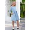 imageGORLYA Girls 34 Sleeve Casual Scalloped Edge Aline Belted Dress with Pockets for 414T KidsLight Blue