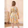 imageGORLYA Girls 34 Sleeve Casual Scalloped Edge Aline Belted Dress with Pockets for 414T KidsOrange Flower