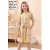 imageGORLYA Girls 34 Sleeve Casual Scalloped Edge Aline Belted Dress with Pockets for 414T KidsOrange Flower