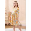 imageGORLYA Girls 34 Sleeve Casual Scalloped Edge Aline Belted Dress with Pockets for 414T KidsOrange Flower