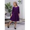 imageGORLYA Girls 34 Sleeve Casual Scalloped Edge Aline Belted Dress with Pockets for 414T KidsPurple