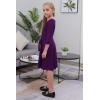 imageGORLYA Girls 34 Sleeve Casual Scalloped Edge Aline Belted Dress with Pockets for 414T KidsPurple