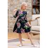 imageGORLYA Girls 34 Sleeve Casual Scalloped Edge Aline Belted Dress with Pockets for 414T KidsPurple Flower
