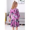imageGORLYA Girls 34 Sleeve Casual Scalloped Edge Aline Belted Dress with Pockets for 414T KidsPurple Print