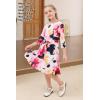 imageGORLYA Girls 34 Sleeve Casual Scalloped Edge Aline Belted Dress with Pockets for 414T KidsWhite Print