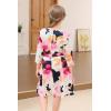 imageGORLYA Girls 34 Sleeve Casual Scalloped Edge Aline Belted Dress with Pockets for 414T KidsWhite Print