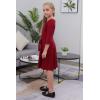 imageGORLYA Girls 34 Sleeve Casual Scalloped Edge Aline Belted Dress with Pockets for 414T KidsWine Red Color