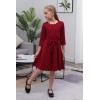 imageGORLYA Girls 34 Sleeve Casual Scalloped Edge Aline Belted Dress with Pockets for 414T KidsWine Red Color