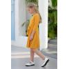 imageGORLYA Girls 34 Sleeve Casual Scalloped Edge Aline Belted Dress with Pockets for 414T KidsYellow