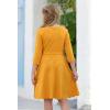 imageGORLYA Girls 34 Sleeve Casual Scalloped Edge Aline Belted Dress with Pockets for 414T KidsYellow