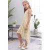 imageGORLYA Girls Elegant Halter Neck Floral Lace HiLo Flower Girl Birthday Party Dress for 414T KidsBeige Color