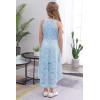 imageGORLYA Girls Elegant Halter Neck Floral Lace HiLo Flower Girl Birthday Party Dress for 414T KidsLight Blue