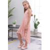 imageGORLYA Girls Elegant Halter Neck Floral Lace HiLo Flower Girl Birthday Party Dress for 414T KidsPink Color