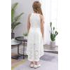 imageGORLYA Girls Elegant Halter Neck Floral Lace HiLo Flower Girl Birthday Party Dress for 414T KidsWhite