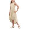 imageGORLYA Girls Elegant Halter Neck Floral Lace HiLo Flower Girl Birthday Party Dress for 414T KidsBeige Color