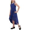 imageGORLYA Girls Elegant Halter Neck Floral Lace HiLo Flower Girl Birthday Party Dress for 414T KidsBlue