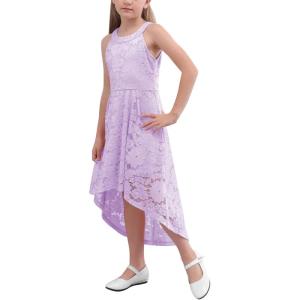 imageGORLYA Girls Elegant Halter Neck Floral Lace HiLo Flower Girl Birthday Party Dress for 414T KidsMauve