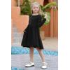 imageGORLYA Girls Short Sleeve Button Up Pleated Waist Loose Casual Linen Midi Dress with Pockets for 412 Years KidsBlack Color  Long Sleeve