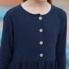 imageGORLYA Girls Short Sleeve Button Up Pleated Waist Loose Casual Linen Midi Dress with Pockets for 412 Years KidsNavy Color  Long Sleeve