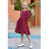 imageGORLYA Girls Short Sleeve Button Up Pleated Waist Loose Casual Linen Midi Dress with Pockets for 412 Years KidsRed Color  Long Sleeve