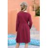 imageGORLYA Girls Short Sleeve Button Up Pleated Waist Loose Casual Linen Midi Dress with Pockets for 412 Years KidsRed Color  Long Sleeve