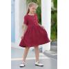 imageGORLYA Girls Short Sleeve Button Up Pleated Waist Loose Casual Linen Midi Dress with Pockets for 412 Years KidsRed Color