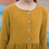 imageGORLYA Girls Short Sleeve Button Up Pleated Waist Loose Casual Linen Midi Dress with Pockets for 412 Years KidsYellow Color  Long Sleeve