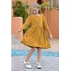 imageGORLYA Girls Short Sleeve Button Up Pleated Waist Loose Casual Linen Midi Dress with Pockets for 412 Years KidsYellow Color  Long Sleeve