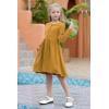 imageGORLYA Girls Short Sleeve Button Up Pleated Waist Loose Casual Linen Midi Dress with Pockets for 412 Years KidsYellow Color  Long Sleeve