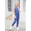 imageGORLYA Girls Sleeveless Solid Casual Jumpsuit Rompers Harem Pants Outfits for 414TBlue