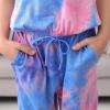imageGORLYA Girls Sleeveless Solid Casual Jumpsuit Rompers Harem Pants Outfits for 414TBluepink Tiedye