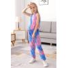 imageGORLYA Girls Sleeveless Solid Casual Jumpsuit Rompers Harem Pants Outfits for 414TBluepink Tiedye