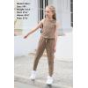 imageGORLYA Girls Sleeveless Solid Casual Jumpsuit Rompers Harem Pants Outfits for 414TBrown