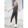 imageGORLYA Girls Sleeveless Solid Casual Jumpsuit Rompers Harem Pants Outfits for 414TDark Gray